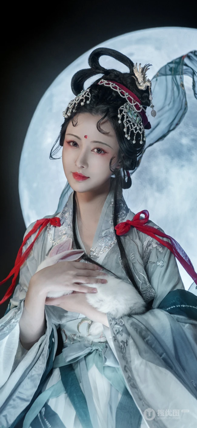 嫦娥奔月，唯美的仙女嫦娥和玉兔的手机壁纸