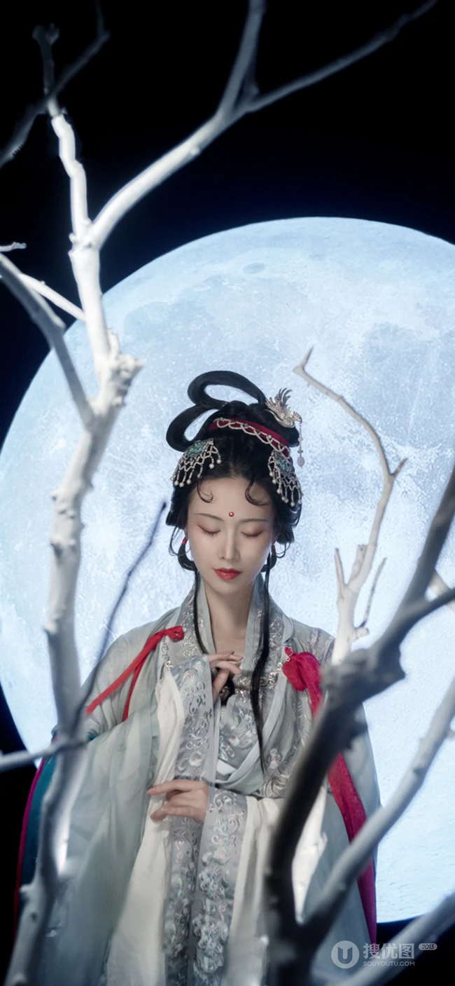 嫦娥奔月，唯美的仙女嫦娥和玉兔的手机壁纸