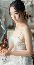 文艺型温婉少女着气质肩带轻纱白裙室内钢琴前唯美写真
