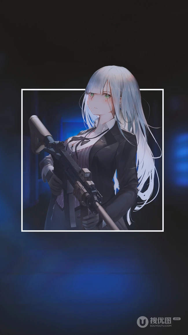 射击类游戏《少女前线》人物手拿M4自动步枪的手机壁纸