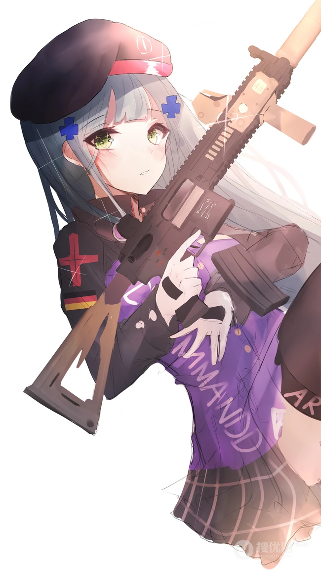 射击类游戏《少女前线》人物手拿M4自动步枪的手机壁纸