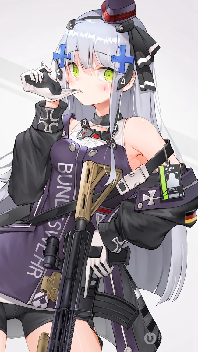 射击类游戏《少女前线》人物手拿M4自动步枪的手机壁纸