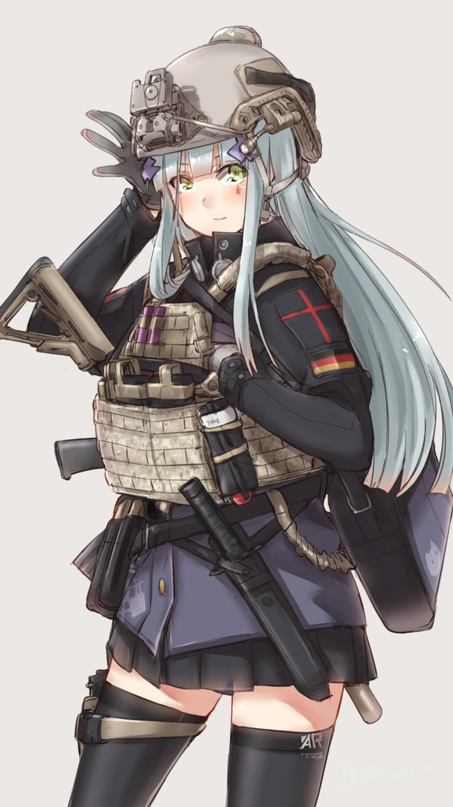 射击类游戏《少女前线》人物手拿M4自动步枪的手机壁纸