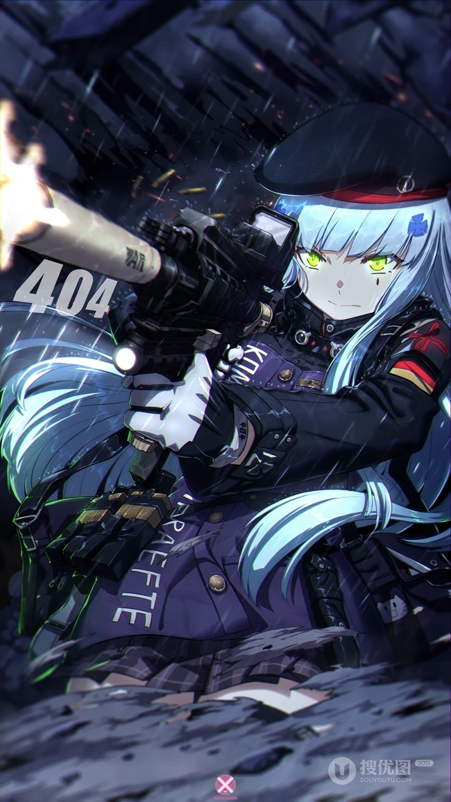 射击类游戏《少女前线》人物手拿M4自动步枪的手机壁纸