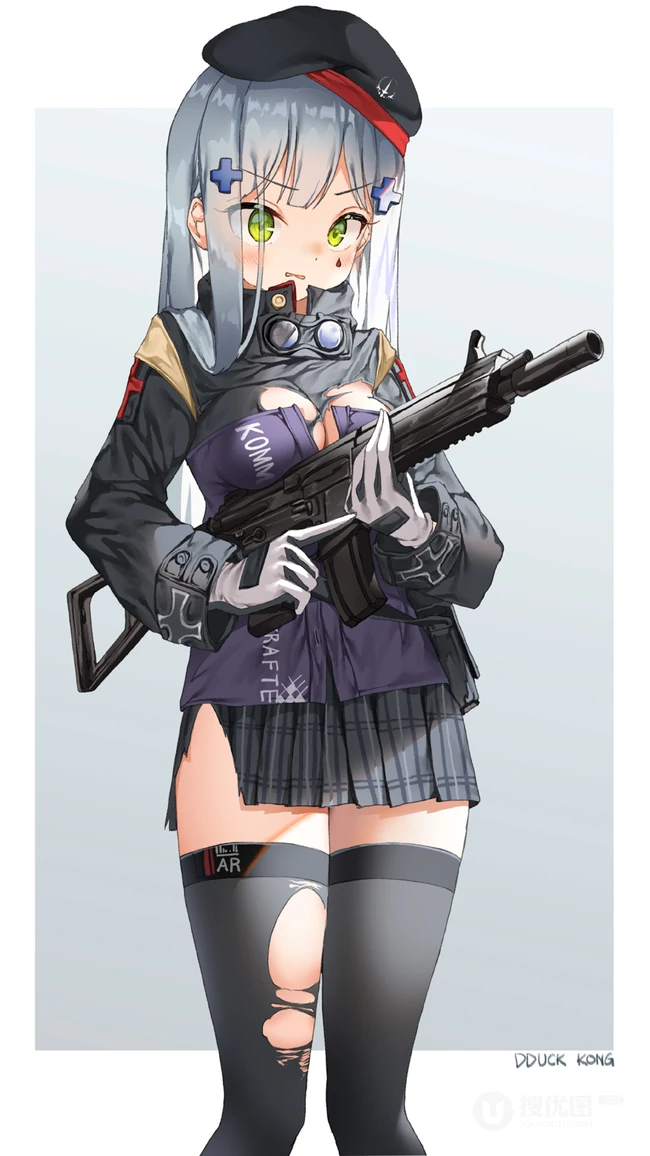 射击类游戏《少女前线》人物手拿M4自动步枪的手机壁纸