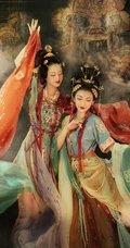 敦煌飞天风格超级唯美的手机壁纸图片
