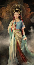 敦煌飞天风格超级唯美的手机壁纸图片