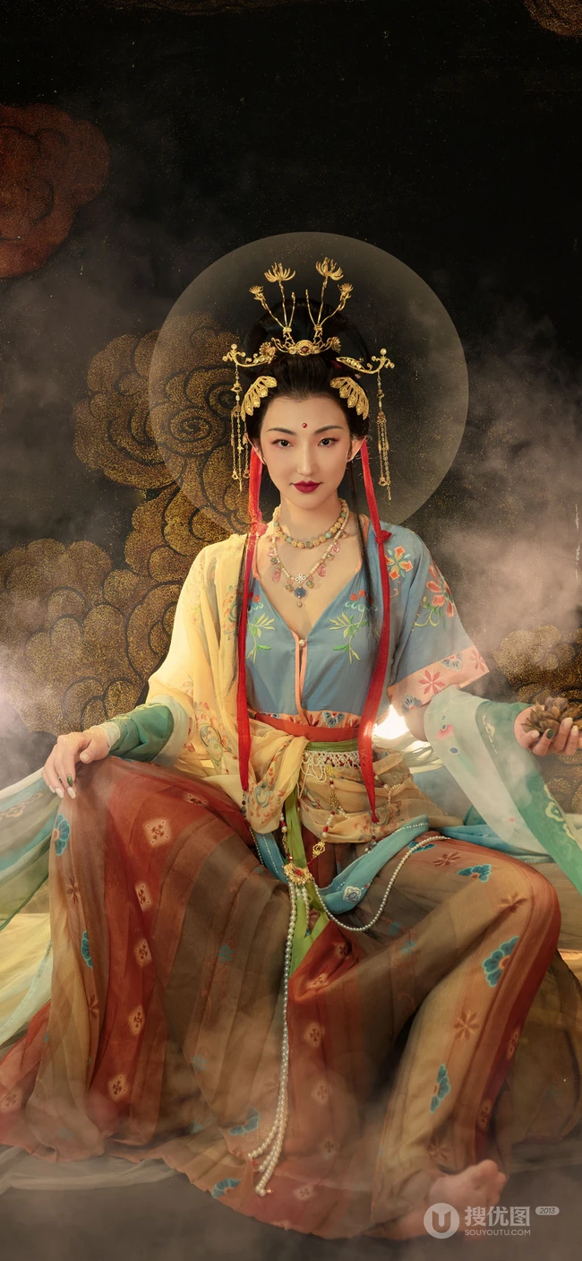 敦煌飞天风格超级唯美的手机壁纸图片