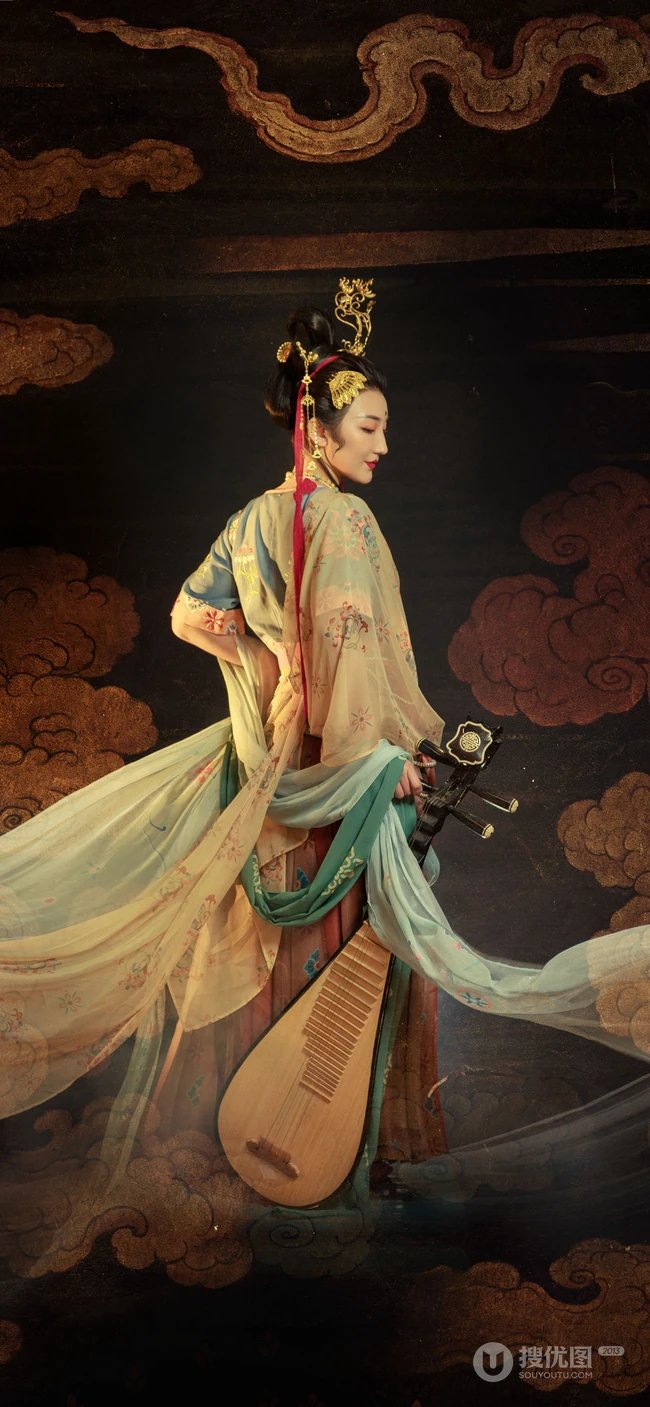 敦煌飞天风格超级唯美的手机壁纸图片