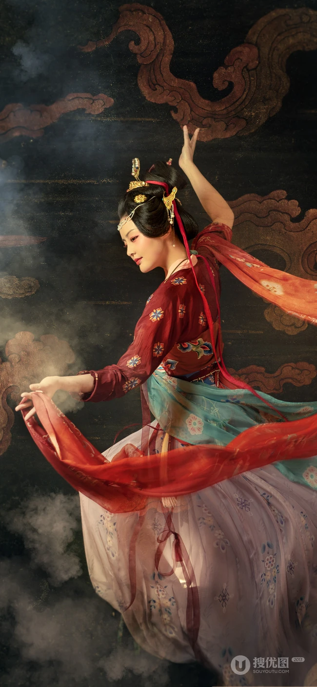 敦煌飞天风格超级唯美的手机壁纸图片