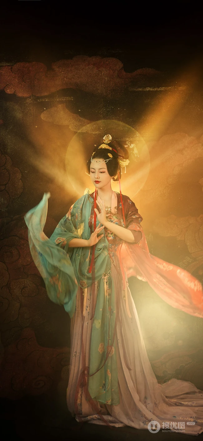 敦煌飞天风格超级唯美的手机壁纸图片