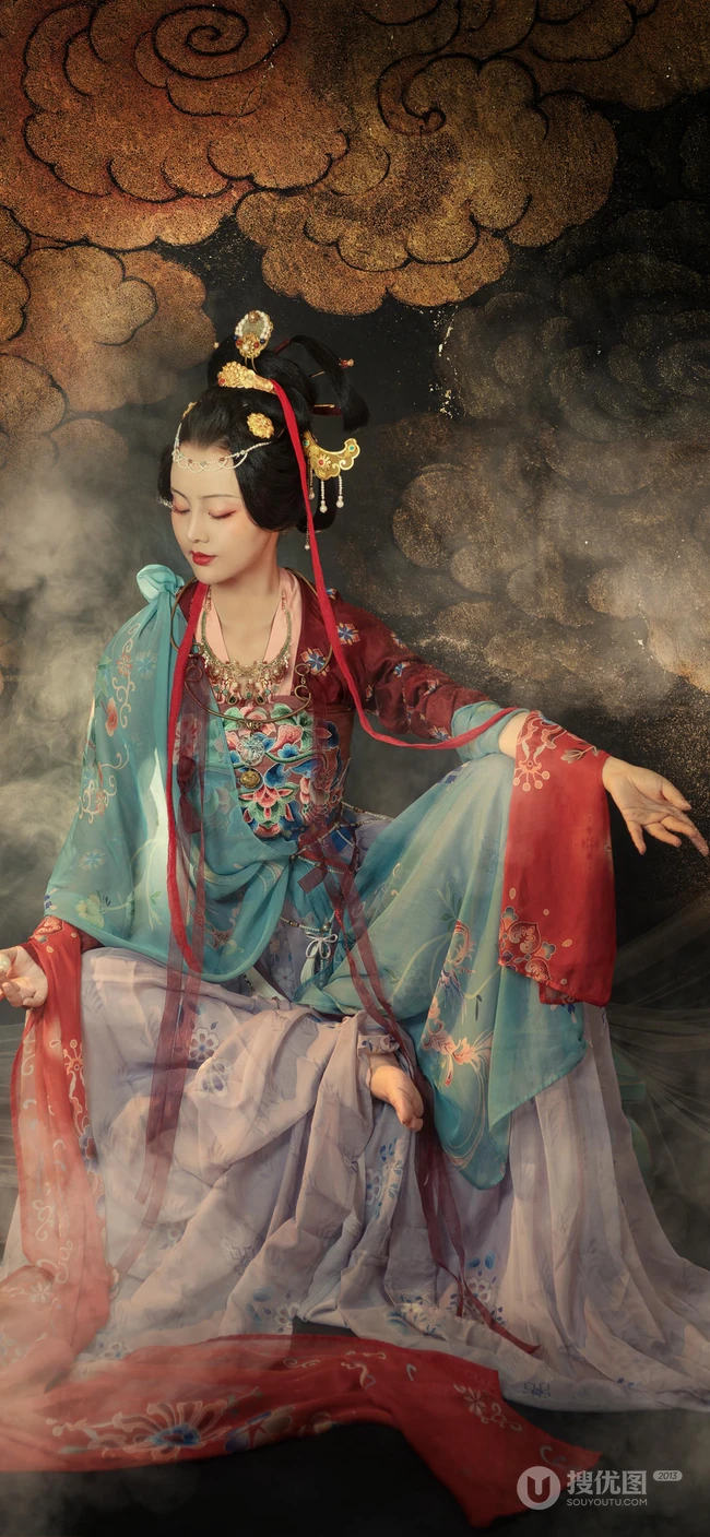 敦煌飞天风格超级唯美的手机壁纸图片