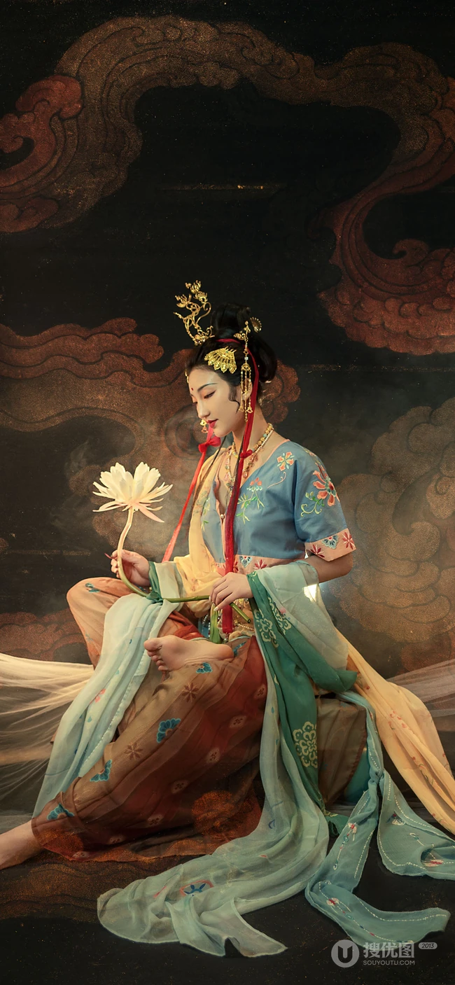 敦煌飞天风格超级唯美的手机壁纸图片