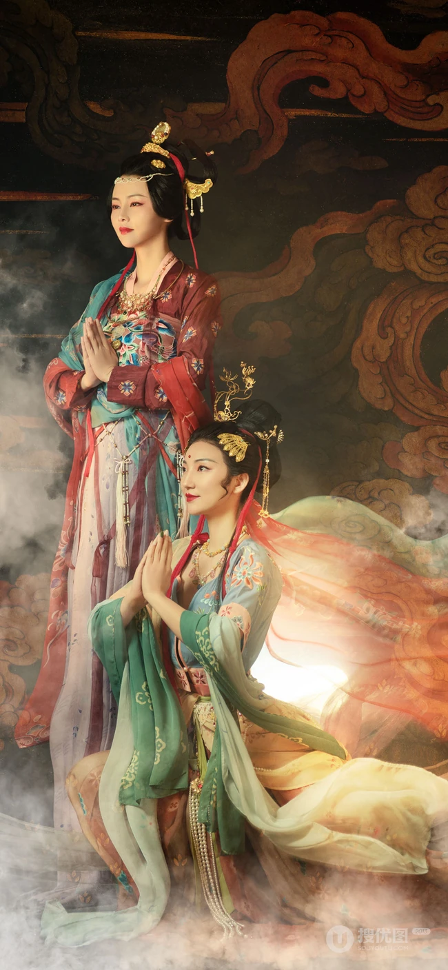 敦煌飞天风格超级唯美的手机壁纸图片