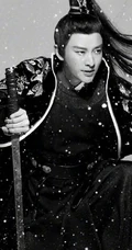 贾乃亮高扎马尾古装造型写真图片，仗剑雪中行，霸气尽显