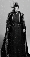 贾乃亮高扎马尾古装造型写真图片，仗剑雪中行，霸气尽显
