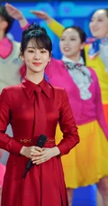 杨紫红色衬衫领带《再次相约二十年》喜庆主题写真图片
