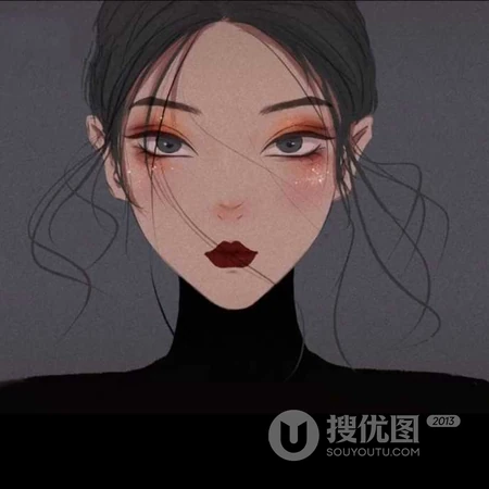 独特画风个性十足的线条手绘女生头像图片