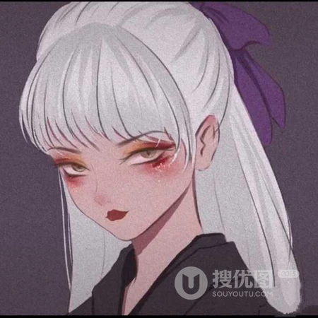 独特画风个性十足的线条手绘女生头像图片