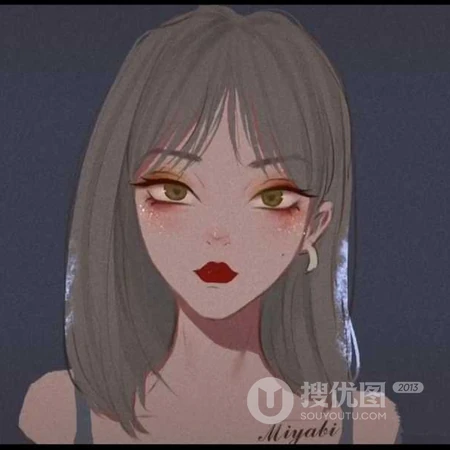 独特画风个性十足的线条手绘女生头像图片