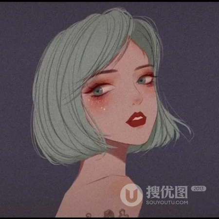独特画风个性十足的线条手绘女生头像图片