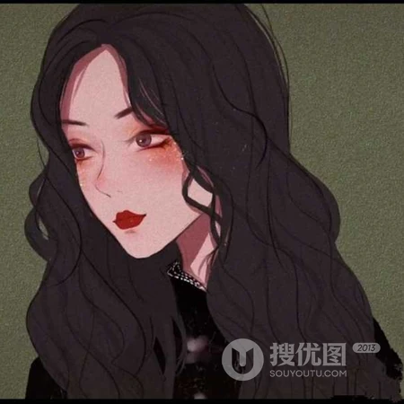 独特画风个性十足的线条手绘女生头像图片