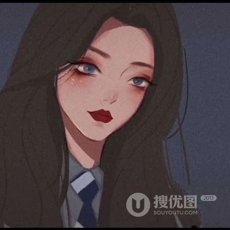 独特画风个性十足的线条手绘女生头像图片