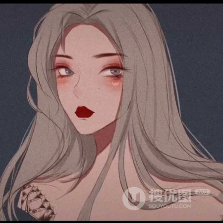 独特画风个性十足的线条手绘女生头像图片