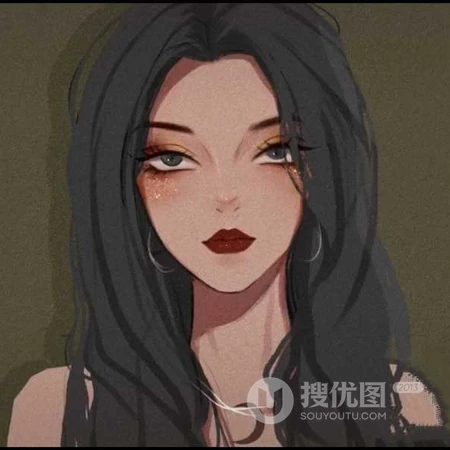独特画风个性十足的线条手绘女生头像图片