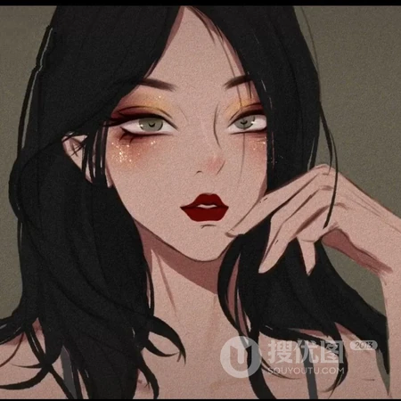 独特画风个性十足的线条手绘女生头像图片