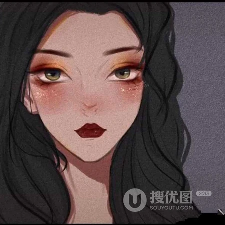 独特画风个性十足的线条手绘女生头像图片