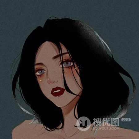 独特画风个性十足的线条手绘女生头像图片