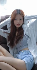 水嫩清纯短款装少女超短牛仔热裤居家清纯唯美写真图片