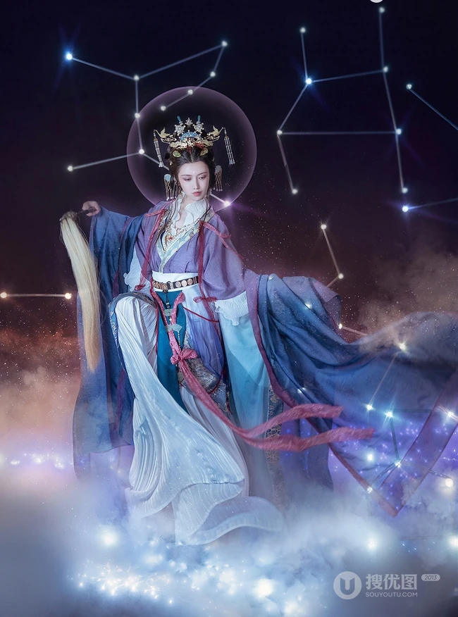 抖音最火敦煌女模特真的菜菜唯美南宋《天文图》碑文物COS鉴赏