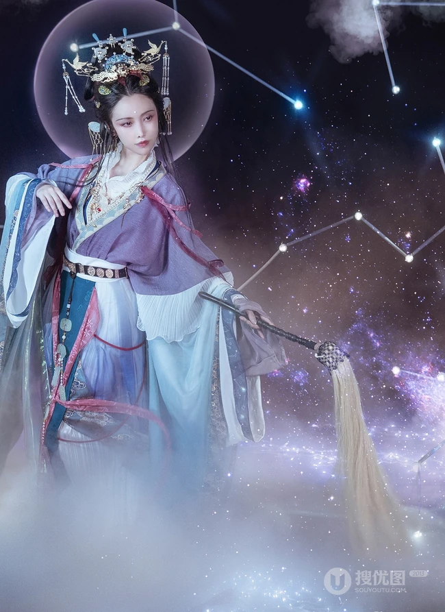 抖音最火敦煌女模特真的菜菜唯美南宋《天文图》碑文物COS鉴赏