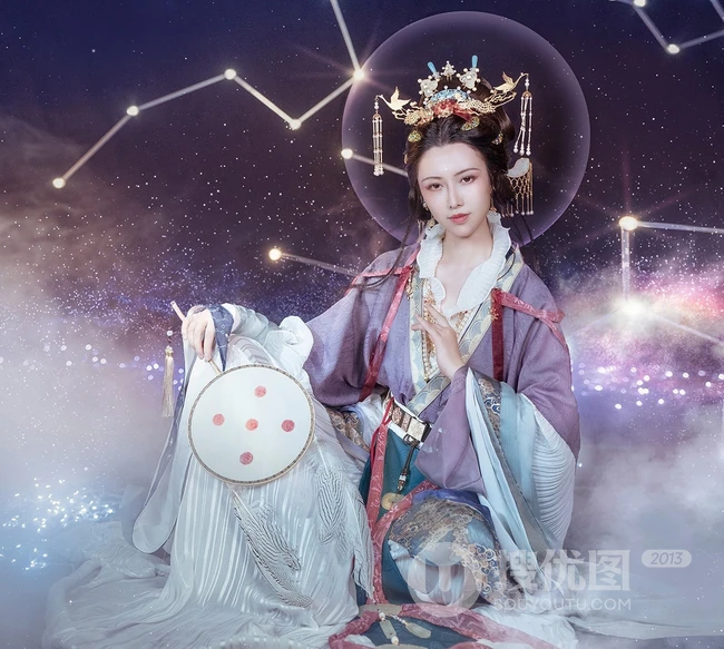抖音最火敦煌女模特真的菜菜唯美南宋《天文图》碑文物COS鉴赏