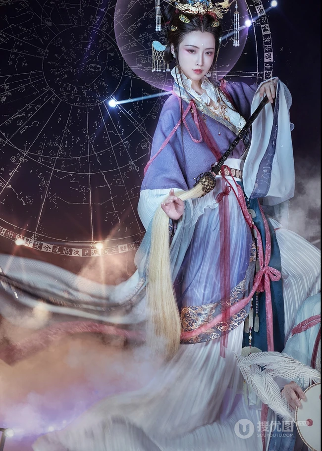 抖音最火敦煌女模特真的菜菜唯美南宋《天文图》碑文物COS鉴赏