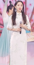 蒋梦婕白衣旗袍装魅力写真图片，气质温婉动人，身材凹凸有致
