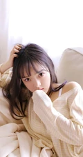 养眼手机壁纸系列，闺房内在床上的性感长发美女