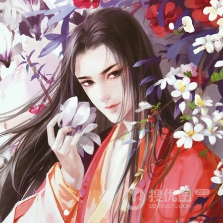 古装红衣柔美美男，古装红衣男女高清头像图片