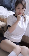 超美运动体操制服短裤线条感少女薄荷室内写真图片