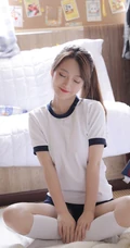 超美运动体操制服短裤线条感少女薄荷室内写真图片