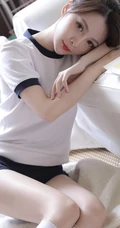 超美运动体操制服短裤线条感少女薄荷室内写真图片