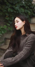 清纯养眼的长发女生侧颜户外写真手机壁纸套图