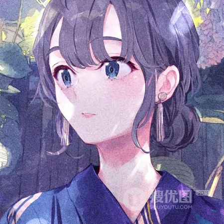 紫色画风的动漫女生头像图片