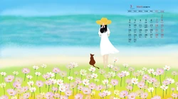 2020年3月日历壁纸，3月唯美手绘插画卡通日历桌面壁纸图片