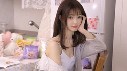 黑直长发清新美丽娇小美女私房写真桌面壁纸图片