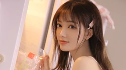 黑直长发清新美丽娇小美女私房写真桌面壁纸图片