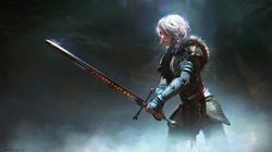 动漫女战士，拿着剑的女武士高清电脑壁纸