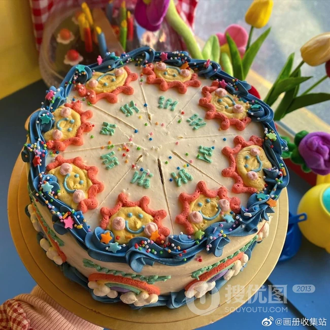 欧式风格的爱心撞色生日蛋糕图片 第8张